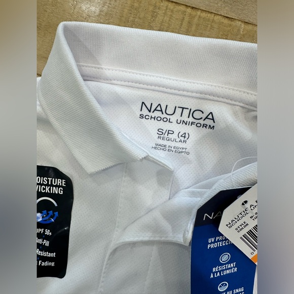 2 boys school uniform polo short sleeve shirts white navy Nautica French toast - Picture 9 of 14